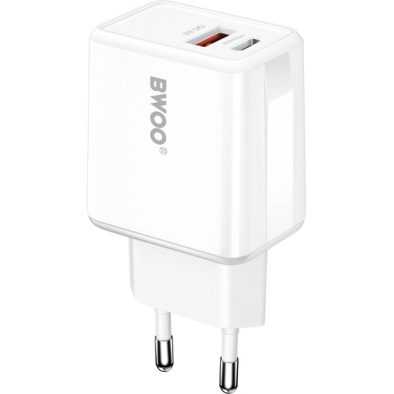 BWOO Wall Charger CDA182 Qc 38W 1x USB-A + 1x USB-C black