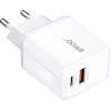 BWOO Wall Charger CDA182 Qc 38W 1x USB-A + 1x USB-C With USB-C C-Lightning Cable 1 m black
