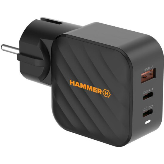 Hammer ��������� �������� ������� �������� Rapidcharge Duo �� ������ ����� Usb A & 2 x Usb C Pd 65W ����� - (AKC001486)
