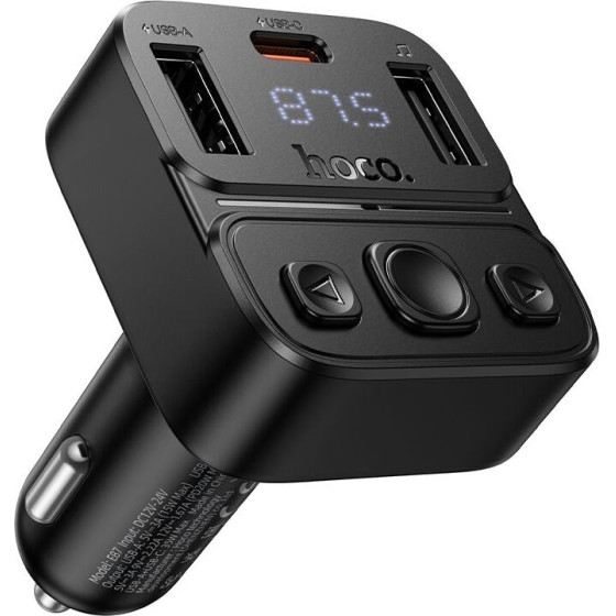 Hoco Car Transmitter Bluetooth Usb A + Usb C Qc Pd 35W E87 black
