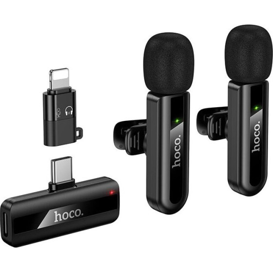 Hoco Wireless Double Microphone Lightning / Usb C L20A black