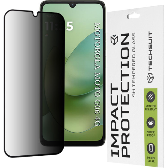 Techsuit - 111D Privacy Full Glue - Motorola Moto G06 / Moto G06 Power - Black