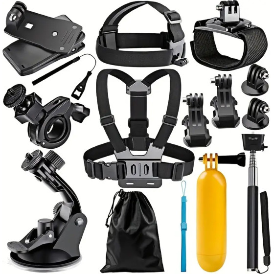 Techsuit - Accessory Kit Camquest 15in1 (SA15) - For Gopro Action Camera - Black (bulk)