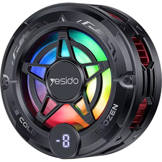 Techsuit - Phone Cooler - Semiconductor, Magnetic, Universal, Fast Cooling, With RGB, Digital Display - Grey - (C226)