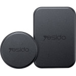 Yesido - (2 pack) Metal Plate - Round + Rectangle Shapes, Leather Pattern, Universal - Black - (C207)