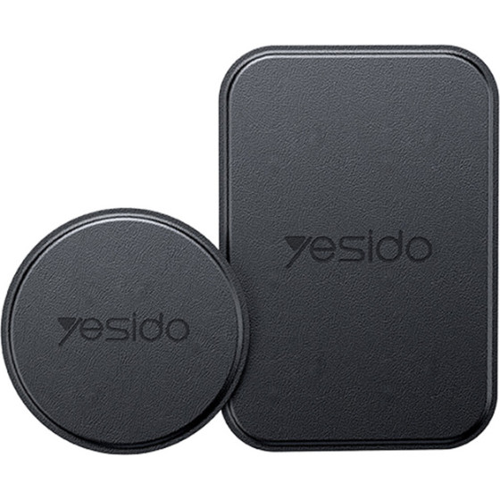 Yesido - (2 pack) Metal Plate - Round + Rectangle Shapes, Leather Pattern, Universal - Black - (C207)