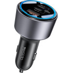 Yesido - Car Charger (Y59) - 2x Type-C, USB-A, 200W, Fast Charging, Multi Protection, Built-In Colorful Light - Black