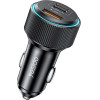 Yesido - Car Charger (Y60) - Cable Type-C To Lightning Included, Lightning/USB-A/USB-C Ports, 38W, Fast Charging - Black
