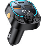 Yesido - Car Charger (Y70) - With Fm Transmitter, Dual-Port USB-C + USB-A, Bluetooth 5.3, 15W - Black