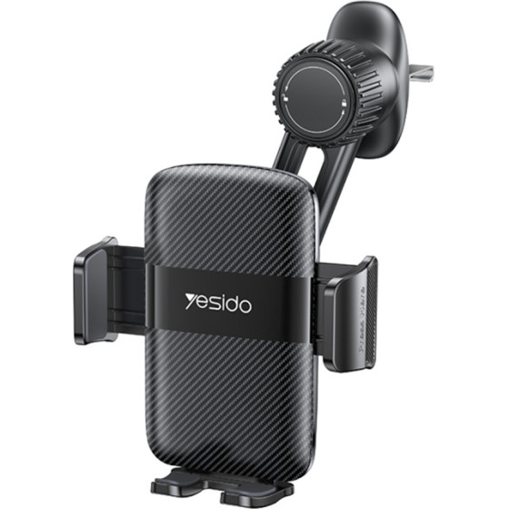 Yesido - Car Holder - For Air Vent, With Auto Extending Clip By Switch Button, Telescopic Arm - Black - (C242)