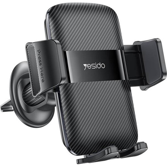 Yesido - Car Holder - For Air Vent, With Auto-locking, Carbon Fiber Panel, 360�, Universal - Black - (C251)