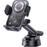 Yesido - Car Holder With Wireless Charging - For Dasboard, Electric Lock, Transparent Design, Smart Chip, 15W - Black - (C307)