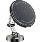 Yesido - Car Holder With Wireless Charging - For Dashboard, Three Axis Support, Anti Shake, Zinc Alloy, 15W - Black - (C306)