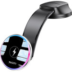 Yesido - Car Holder With Wireless Charging - For Dashboard/Windshield, Led Indicator, Bendable Clamp Arm, 15W - Black - (C292)