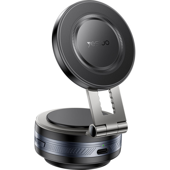 Yesido - Car Holder With Wireless Charging - MagSafe, For Dashboard, Electric Vacuum Lock, 360�, Universal - Black - (C225)