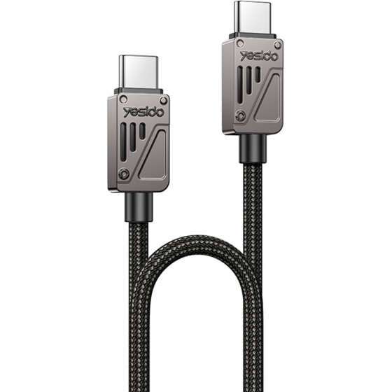 Yesido - Data Cable (CA196) - Type-C To Type-C, Fast Charging, 480Mbps, PD60W, Carplay Compatible, Zinc Alloy, 1.2m - Black