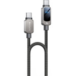 Yesido - Data Cable - Super Fast Charging, With Digital Display, Type-C To Type-C, 100W, 5A, 480Mbps, 1.2m - Black - (CA179)