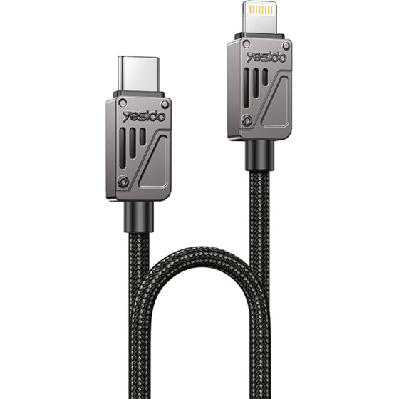 Yesido - Data Cable - Type-C To Lightning, Fast Charging, PD27W, Carplay Compatible, Zinc Alloy, 1.2m - Black - (CA195)