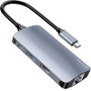 Yesido - Docking Station - Type-C To 2x USB, USB-C, SD/Tf Card, RJ45, 1000Mbps, Plug & Play - Gray - (HB15)