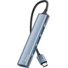 Yesido - Docking Station 4in1 (HB17) - Type-C To 1x USB3.0, 3x USB2.0, Plug&Play, 5Gbps, Aluminum Alloy - Gray