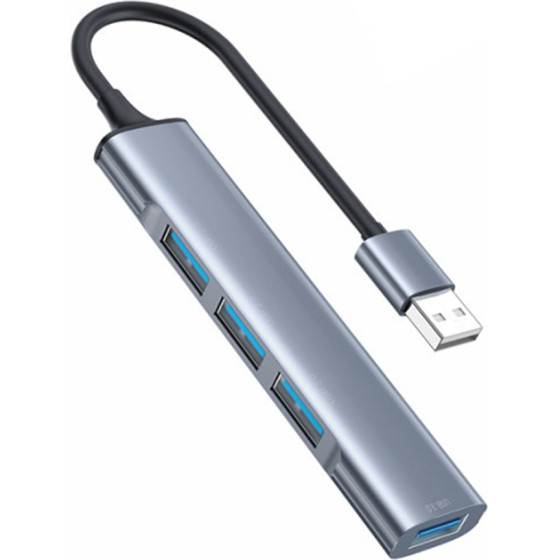 Yesido - Docking Station 4in1 (HB18) - Usb To 1x USB3.0, 3x USB2.0, Plug&Play, 5Gbps, Aluminum Alloy - Gray