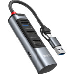 Yesido - Docking Station 4in1 - USB, Type-C To 3x USB, USB-C, PD100W, Fast Charge, Plug & Play, 5GBps - Gray - (HB19)
