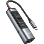 Yesido - Docking Station 5in1 - Type-C To 3x USB, USB-C, HDMI, PD100W, Fast Charge, 4K@30Hz, 5GBps - Gray - (HB22)