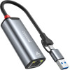 Yesido - Ethernet Adapter - USB, Type-C To RJ45, For Windows, MacOS, Linux, 1000MBps - Gray - (HB26)