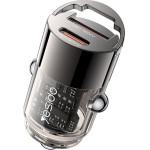 Yesido - Hidden Car Charger (Y68) - Dual-Port USB-A + Type-C, PD30W, Aluminum Alloy, Fast Charging - Black