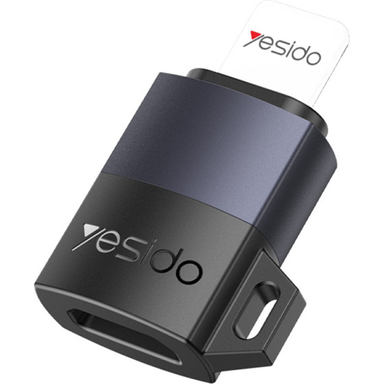 Yesido - Otg Adapter - Type-C To Lightning, 480Mpb/s, Aluminum Alloy, 27W - Grey - (GS27)