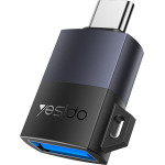 Yesido - Otg Adapter - Type-C To USB, QC18W, Aluminum Alloy, Plug&Play - Grey - (GS31)