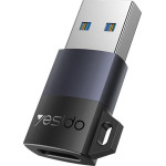 Yesido - Otg Adapter - USB3.0 Male To Type-C Female, 18W, Aluminum Alloy - Grey - (GS34)