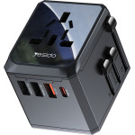 Yesido - Travel Adapter (MC24) - Type-C, USB3.0, 2x USB2.4, Multifunctional Fast Charger - Black