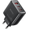 Yesido - Wall Charger - GaN, Fast Charge, For Phone, Tablet, USB, 2x Type-C, PD65W, QC18W, USB-C Cable, 1m - Black - (YC144C)