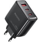 Yesido - Wall Charger - GaN, Fast Charge, For Phone, Tablet, USB, 2x Type-C, PD65W, QC18W, USB-C Cable, 1m - Black - (YC144C)
