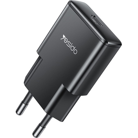 Yesido - Wall Charger - GaN, Fast Charge, Ultra-Slim, Smart Chip, Type-C, PD30W, 5V/3A - Black - (YC74)