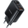 Yesido - Wall Charger - With Digital Display, Fast Charge, For Phone, Tablet, Laptop, USB, 2x Type-C, 30W - Black - (YC69)