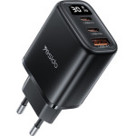 Yesido - Wall Charger - With Digital Display, Fast Charge, For Phone, Tablet, Laptop, USB, 2x Type-C, 30W - Black - (YC69)