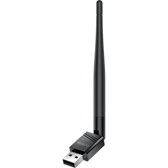 Yesido - Wi-Fi Adapter - With External Antenna, WiFi4, USB2.0, 150Mbps, Plug&Play - Black - (WP11)