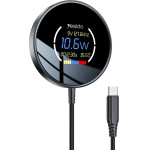 Yesido - Wireless Charging Station - Magnetic Grip, Digital Display, Fast Charging, 15W, Type-C Cable, 1.2m - Black - (DS28)