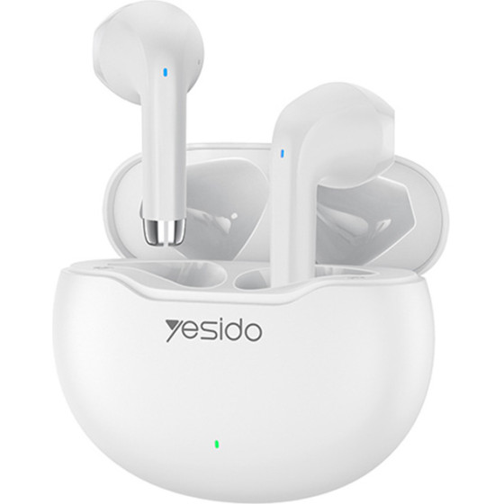 Yesido - Wireless Earbuds (TWS21) - With Bluetooth V5.3, Half-In-Ear Design, Touch Control, Noise Cancelling, 320mAh - White
