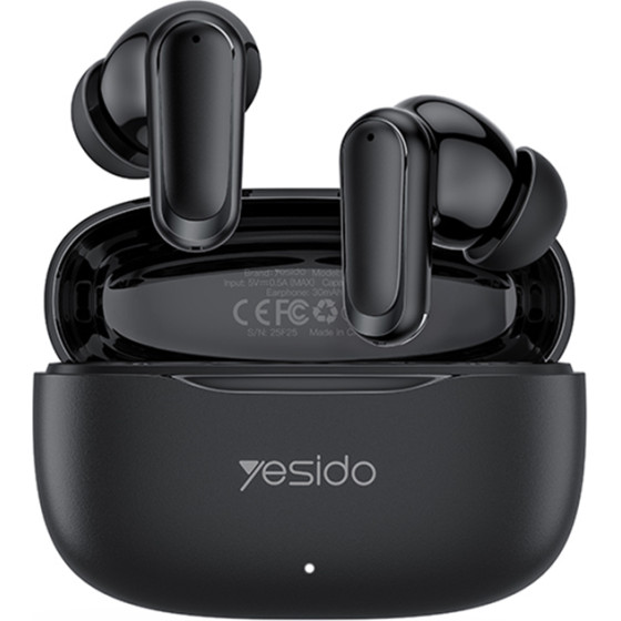 Yesido - Wireless Earbuds (TWS38) - Track System Stereo, Microphone, Bluetooth 5.4, In-Ear Design, 250mAh - Black - (TWS38;Black)