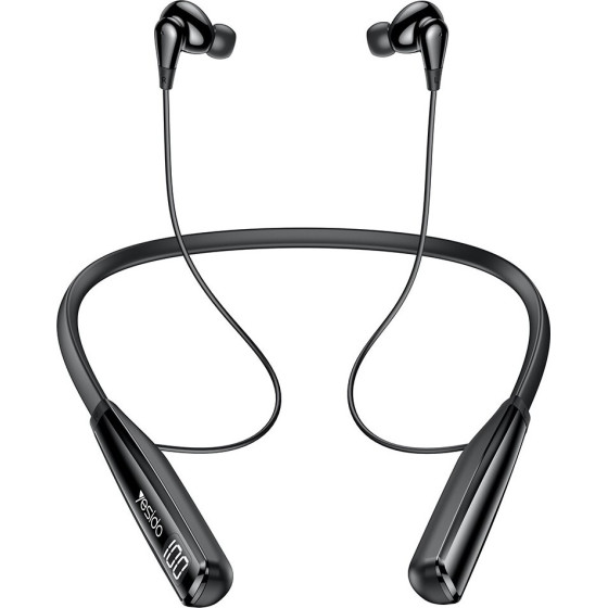 Yesido - Wireless Earbuds - Magnetic, Neckband Design, With Bluetooth V5.3, 500mAh, Type-C - Black - (YSP22)