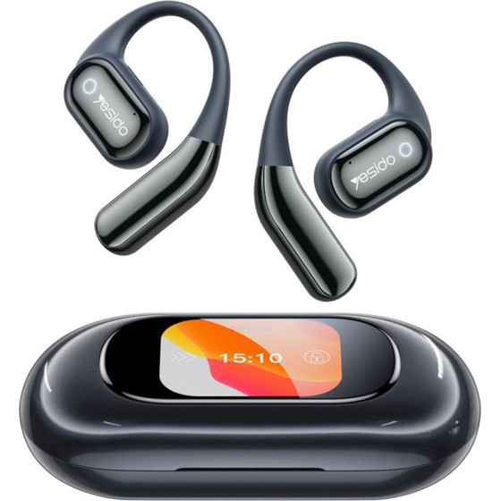 Yesido - Wireless Earbuds - With Bluetooth V5.4, LCD, Open-Ear Design, 14.2mm Speaker, 500mAh - Black - (YSP26)