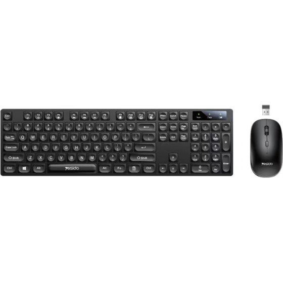 Yesido - Wireless Keyboard And Mouse Set - 2.4GHz, 1000DPI, Plug&Play, Smart Chip - Black - (KB42)