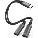 SBS Adapter Type C Spliter To 2 Type C Audio And Charging Black - (YCHARGETYCK)