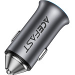 Acefast - Car Charger (B16) - Fast Charge, USB, Type-C, 95W, PD3.0, Ice-Blue Ambient Light, Aluminium Alloy - Metal Gray