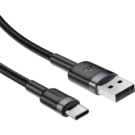 Acefast - Data Cable - Fast Charge, Usb To Type-C, 3A, Bend-Resistant, Wide Compatibility, Nylon Braid, 1.2m - Black - (C22-04)