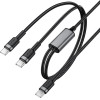 Acefast - Data Cable 3in1 (C22-02) - Fast Charge, Type-C To 2xType-C, 100W, 5A, Nylon Braid, CE, RoHS, EAC, 1.25m - Black