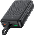 Acefast - Power Bank (M14-20000) - With Built-In Cable, Type-C, USB, 20000mAh, 38.5Wh, PD22.5W, Led Display - Black